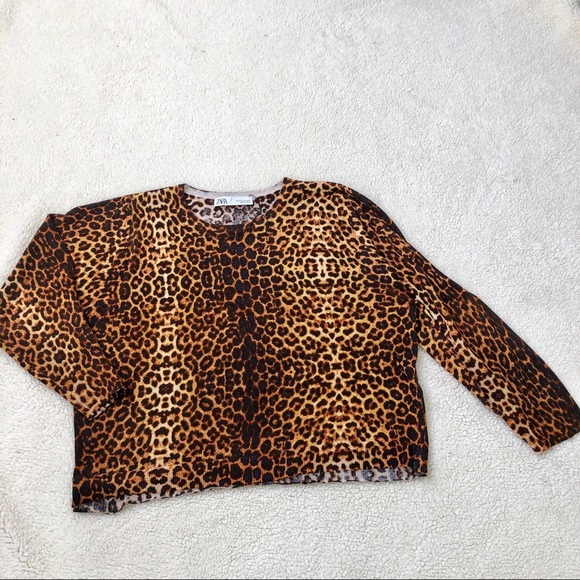 New! Zara leopard print crop light knit sweater. M - Picture 2 of 6